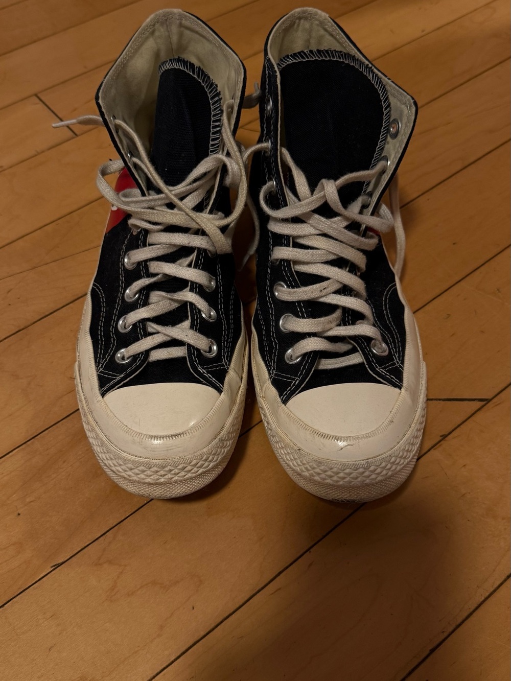 Men Black High-Top Canvas Sneakers with White Toe